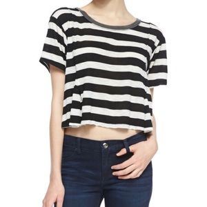 We The Free People Striped Oversized Crop T-Shirt